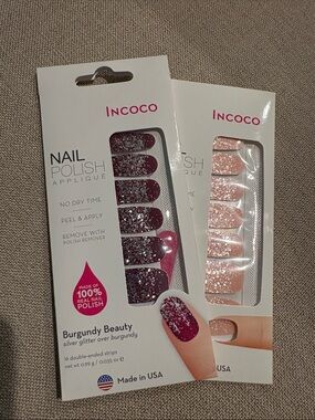 NWT Incoco Burgundy Beauty & Dreamscape  Nail Polish Strips